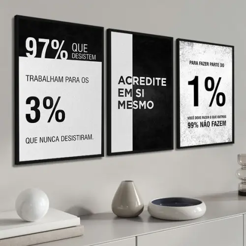 Quadros Decorativos Frases Motivacional Escritório Moldura