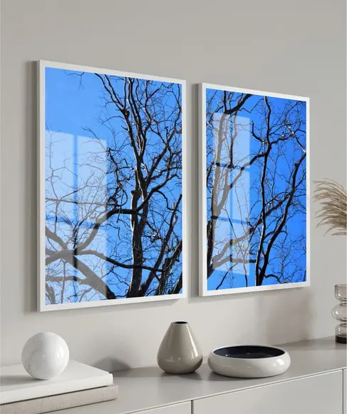 Quadros Decorativos Galhos Secos Para Sala Moldura e Vidro