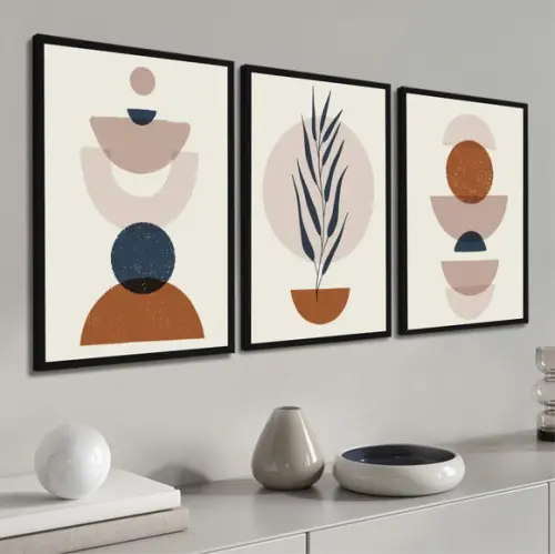 Quadros Decorativos Geométrico Moderno Abstrato com Moldura