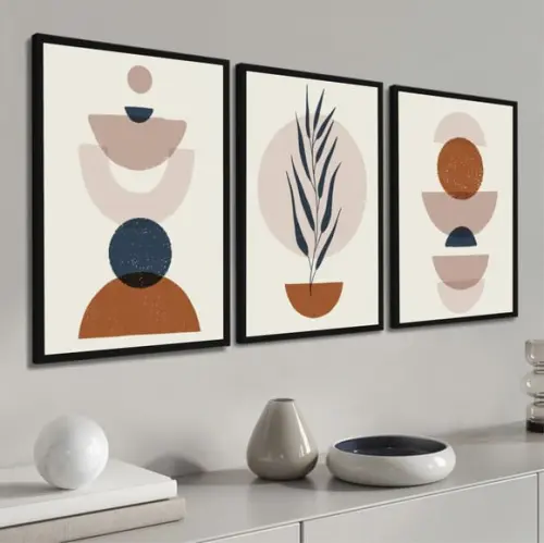 Quadros Decorativos Geométrico Moderno Abstrato Com Moldura