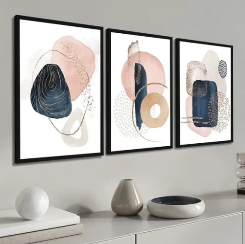 Quadros Decorativos Geométrico Moderno Formas com Moldura