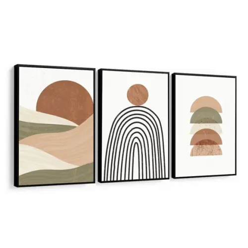 Quadros Decorativos Geométricos Modernos Boho com Moldura