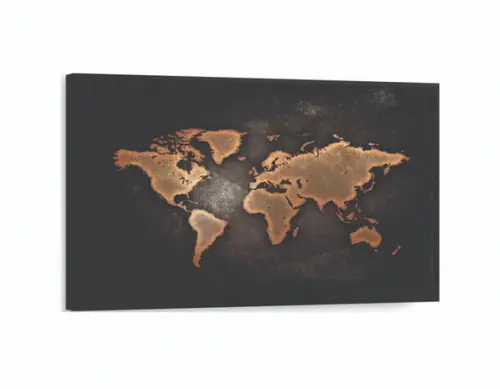 Quadros Decorativos Grande Mapa Mundi Preto e Branco Moldura