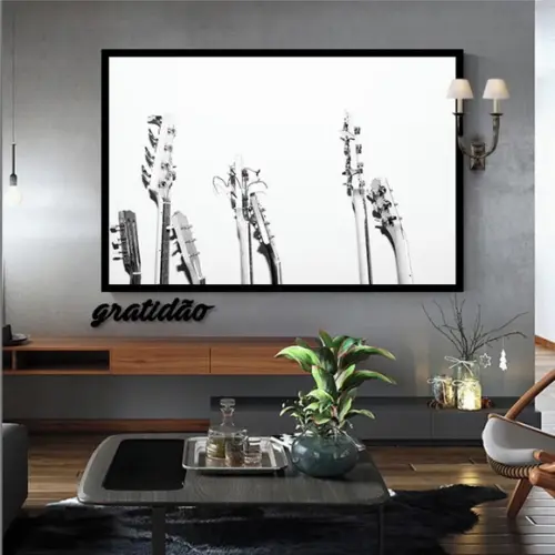 Quadros Decorativos Guitarra Instrumentos Musica Com Moldura