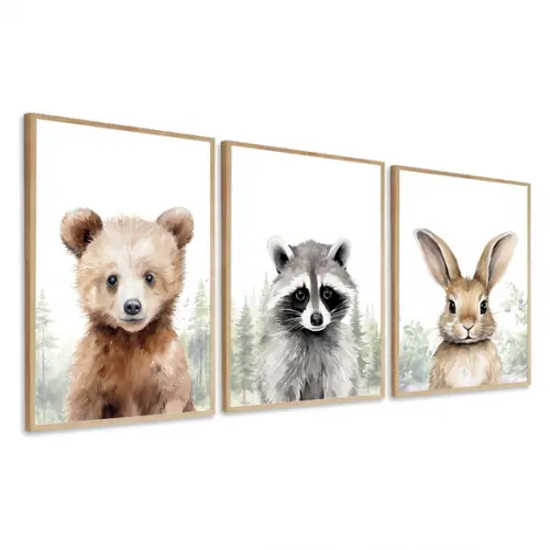 Quadros Decorativos Infantil Animais Moderno com Moldura