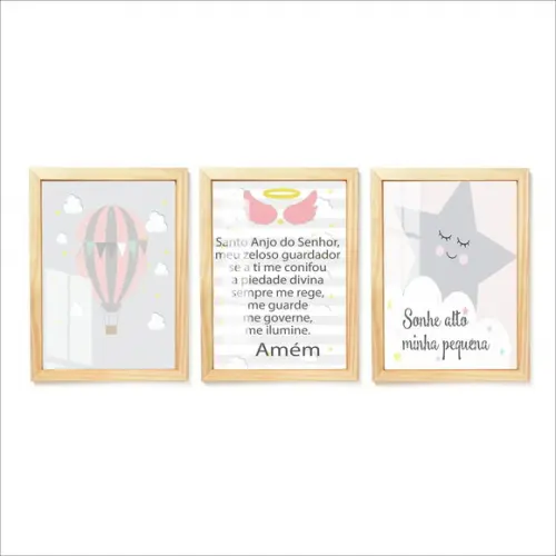 Quadros Decorativos Infantil Feminino Frases Moldura e Vidro