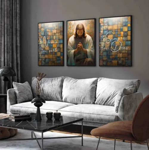 Quadros Decorativos Jesus Cristo Frase Motivacional Moldura