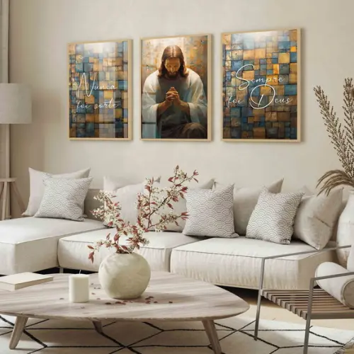 Quadros Decorativos Jesus Cristo Frase Moderno Moldura Vidro