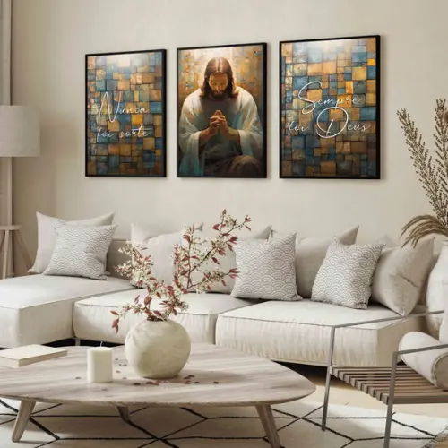 Quadros Decorativos Jesus Cristo Frase Motivacional Moldura