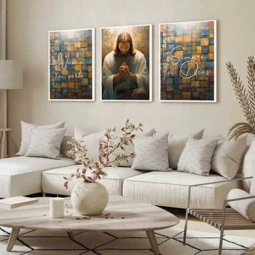Quadros Decorativos Jesus Cristo Nunca Foi Sorte com Moldura