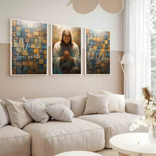 Quadros Decorativos Jesus Cristo Nunca Foi Sorte com Moldura