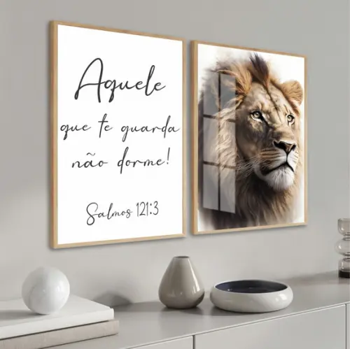 Quadros Decorativos Leão Aquele Que Te Guarda Não Dorme