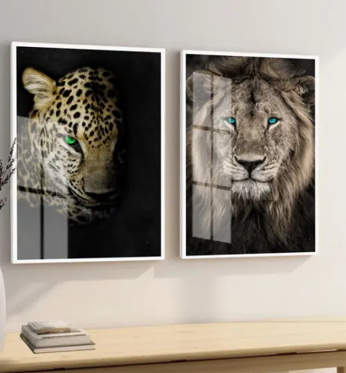 Quadros Decorativos Leão de Judá Onça com Moldura e Vidro