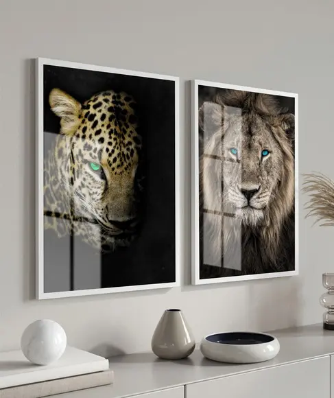 Quadros Decorativos Leão de Judá Onça com Moldura e Vidro