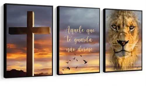 Quadros Decorativos Leão Tribo De Juda Jesus Oração Moldura