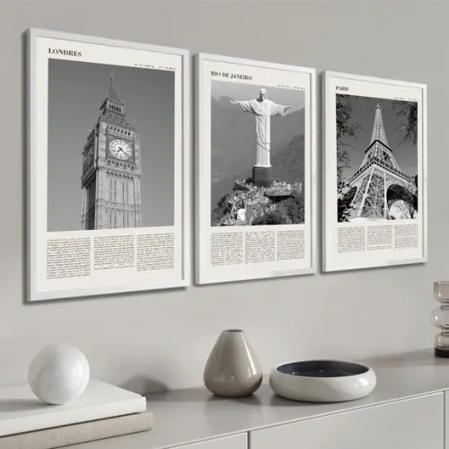 Quadros Decorativos Londres Rio E Paris Cidades Com Moldura