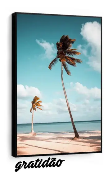 Quadros Decorativos Mar Coqueiro Paisagem Natureza Moldura