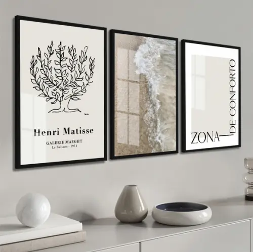 Quadros Decorativos Matisse Frases Paisagem Moldura e Vidro