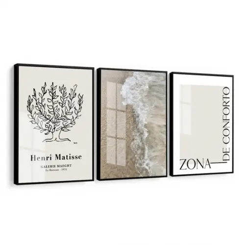 Quadros Decorativos Matisse Frases Paisagem Moldura e Vidro