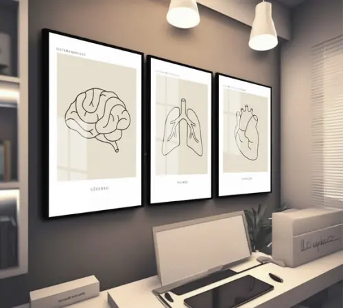 Quadros Decorativos Medicina Consultório Anatomia Bege Vidro