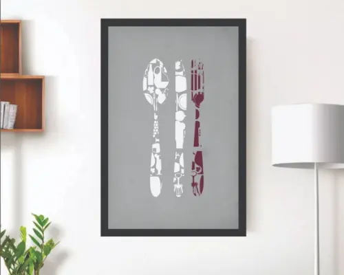 Quadros Decorativos Minimalista Cozinha Gourmet Bar Talheres