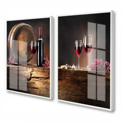 Quadros Decorativos Moderno Cozinha Vinho Com Moldura Vidro