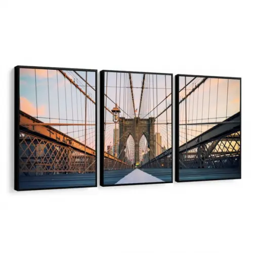 Quadros Decorativos Moderno Ponte Brooklyn Nova York Moldura