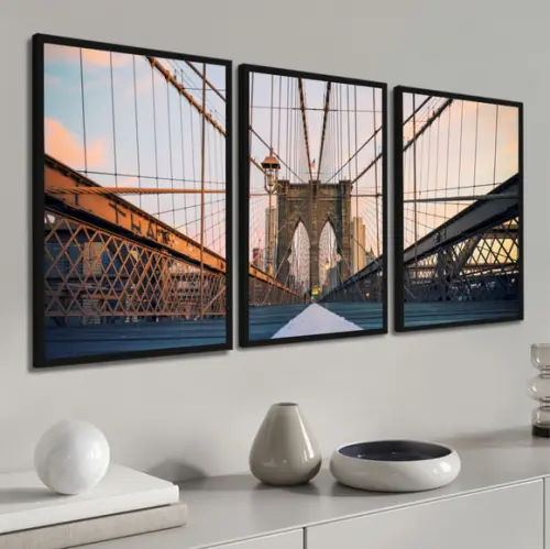 Quadros Decorativos Moderno Ponte Brooklyn Nova York Moldura