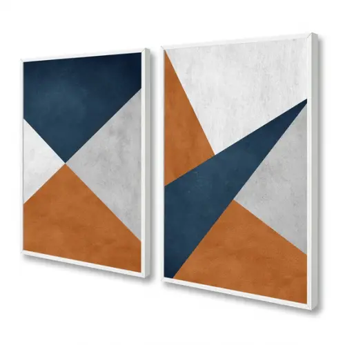 Quadros Decorativos Moderno Sala Abstrato Geométrico Moldura