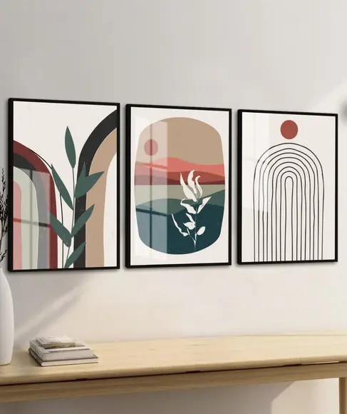 Quadros Decorativos Modernos Abstrato Folhagem Moldura Vidro