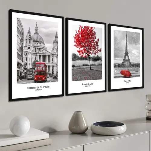 Quadros Decorativos Modernos Arvore Londres e Paris Moldura
