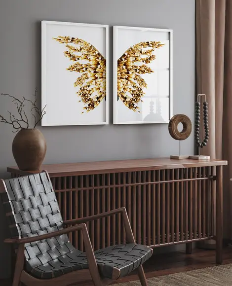 Quadros Decorativos Modernos Asa Dourada Moldura e Vidro