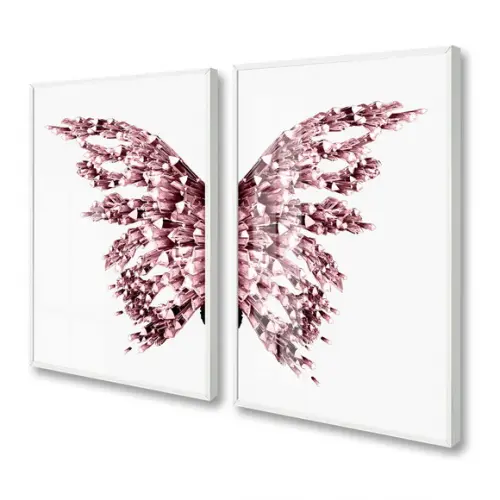 Quadros Decorativos Modernos Asa Rosa com Moldura e Vidro