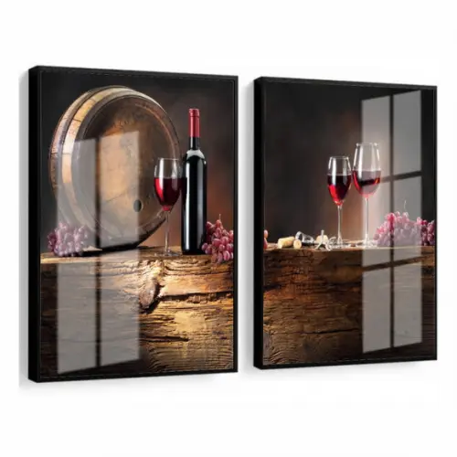 Quadros Decorativos Modernos Cozinha Vinho Moldura e Vidro