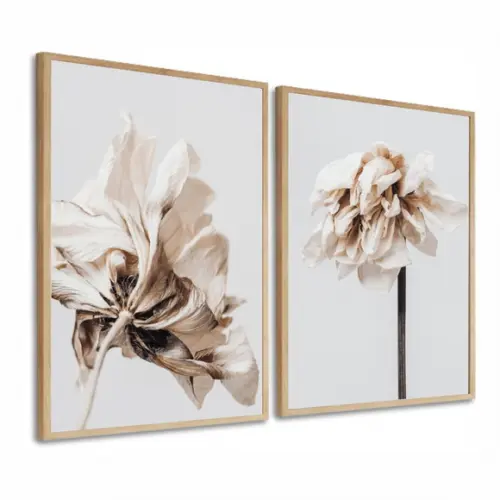 Quadros Decorativos Modernos de Flores Brancas com Moldura