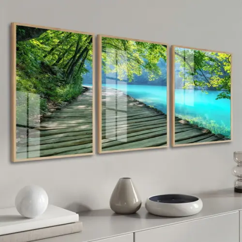Quadros Decorativos Modernos Deck Paisagem Moldura e Vidro