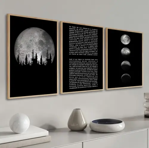 Quadros Decorativos Modernos Fases Da Lua Frase Com Moldura