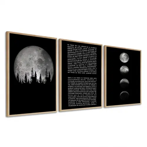 Quadros Decorativos Modernos Fases Da Lua Frase Com Moldura