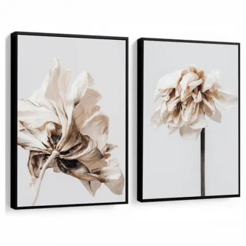 Quadros Decorativos Modernos Flores Brancas com Moldura