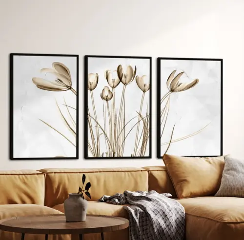 Quadros Decorativos Modernos Flores Quarto Sala Com Moldura