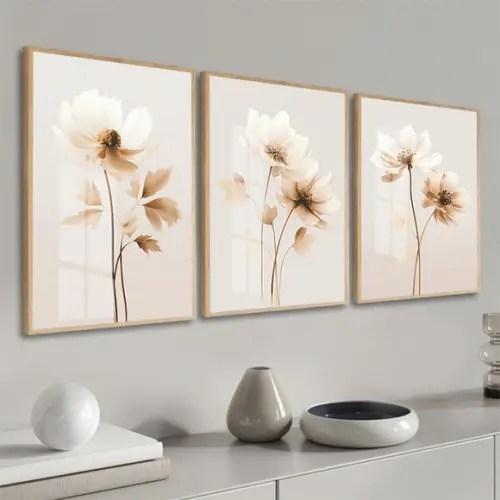 Quadros Decorativos Modernos Flores Rosas Moldura e Vidro