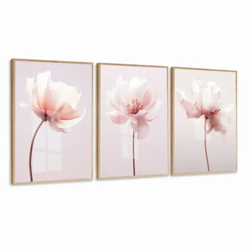 Quadros Decorativos Modernos Flores Rosas Moldura e Vidro