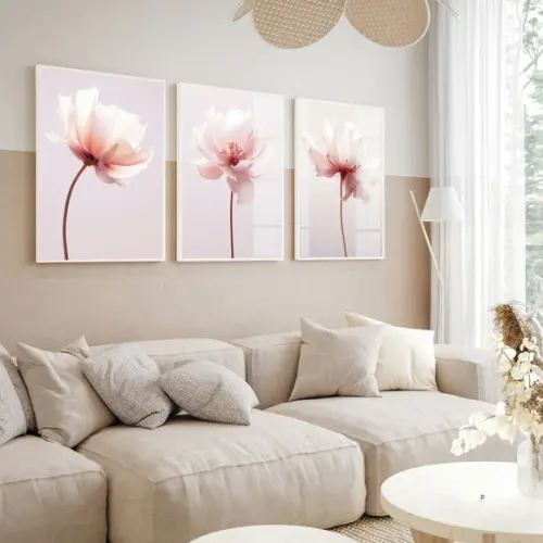 Quadros Decorativos Modernos Flores Rosas Sala Hall Vidro