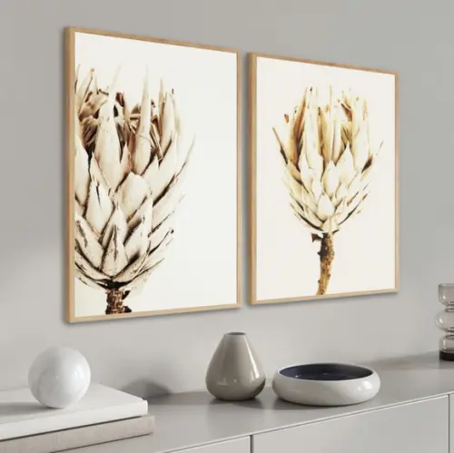 Quadros Decorativos Modernos Flores Tons Claros Com Moldura