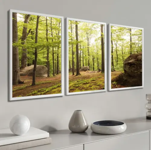 Quadros Decorativos Modernos Floresta Verde Paisagem Moldura