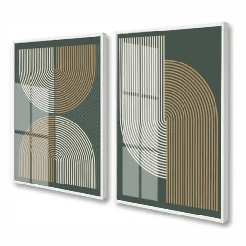 Quadros Decorativos Modernos Geométrico Com Moldura e Vidro