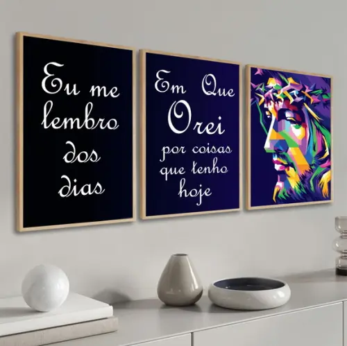 Quadros Decorativos Modernos Jesus de Nazaré Oração Moldura