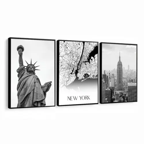 Quadros Decorativos Modernos Mapa Cidade Nova York Moldura