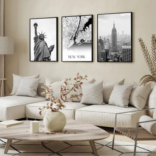Quadros Decorativos Modernos Mapa Cidade Nova York Moldura
