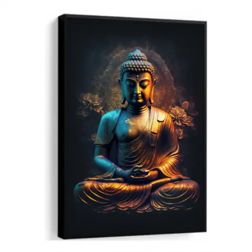 Quadros Decorativos Modernos Meditação Buda com Moldura